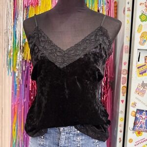 Vintage Y2K 2000s velvet and lace cami tank